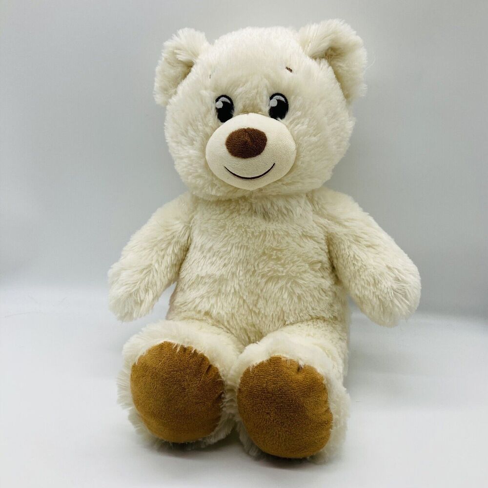 Build A Bear 15” Lil Pudding Cub Teddy Bear Cream Brown Paw Pads B-A-B Paw Patch